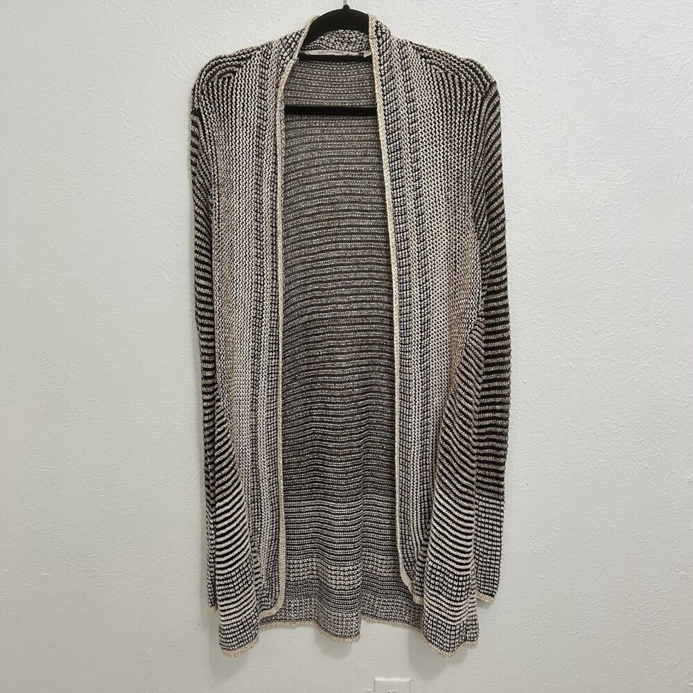 Soft Surroundings Linen Blend Long Line Textured Cardigan Size M Boho Minimalist